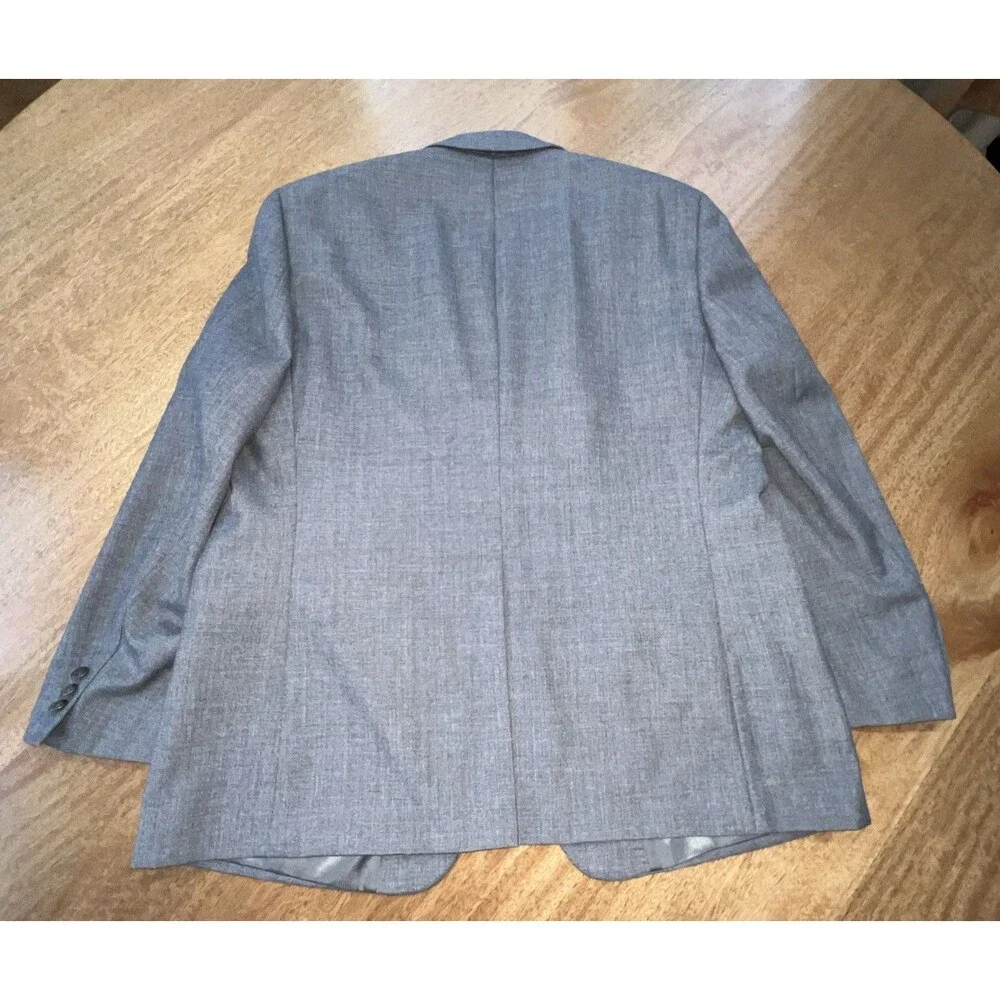 Vtg Bert Pulitzer‎ Mens Blazer Size 46R Gray Blazer Gold Button Wool Blend Coat